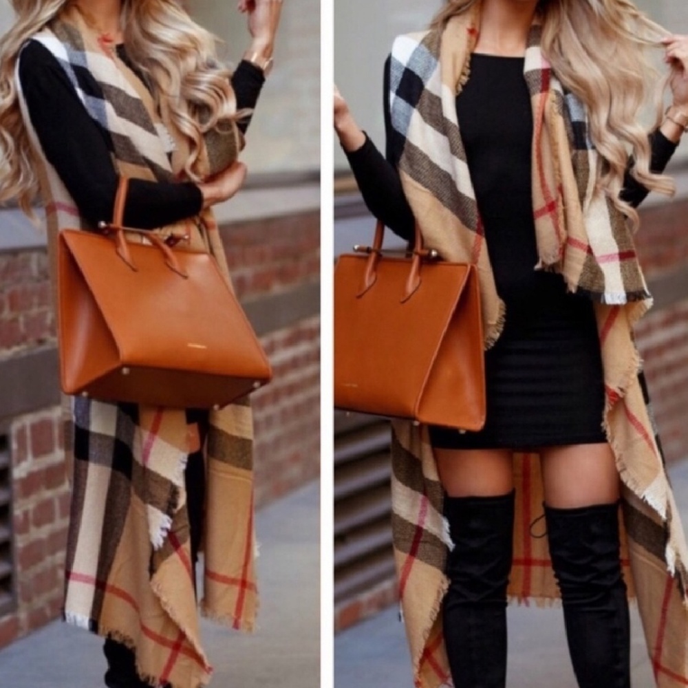 Plaid Scarf Vest Wrap